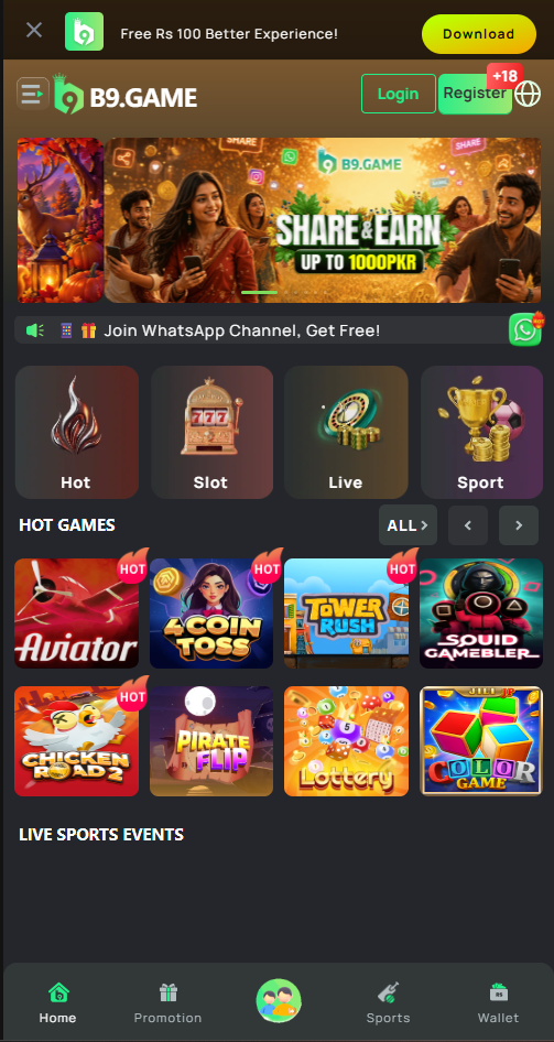 B9 Game app slot games library screenshot